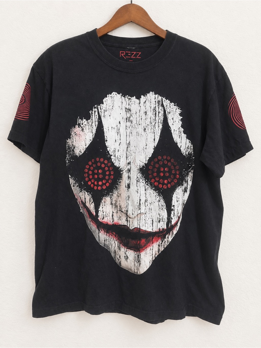 REZZ Official Merch Evil Clown Hynotic Face Black Graphic Tour T-Shirt Sz M